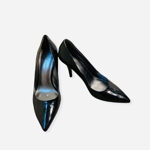 Nine West Black Patent Leather Pointed Toe Pumps Heels Shoes Size 8.5